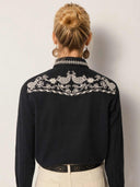 Zwarte blouse met embroidery charro