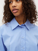 Blauwe geruite blouse emele-m ultramarine