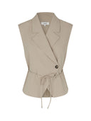 Beige gilet met ceintuur evelora-m