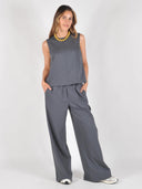 Blauwe linnen pantalon asaka-m