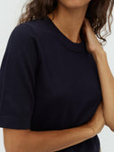 Donkerblauwe gebreide top carla-m