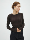 Donkerbruin gebreide longsleeve tourbonna-m