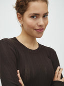 Donkerbruin gebreide longsleeve tourbonna-m