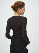 Donkerbruin gebreide longsleeve tourbonna-m