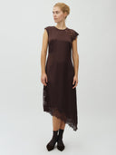 Donkerbruine midi jurk gwendi-m