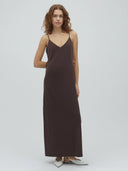 Donkerbruine maxi jurk leslee-m