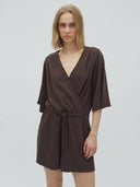 Donkerbruine playsuit met overslag dura-m