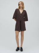 Donkerbruine playsuit met overslag dura-m