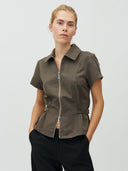 Donkergroene blouse aulira-m