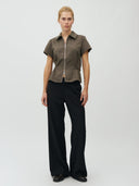 Donkergroene blouse aulira-m