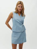 Lichtblauwe denim top cenaya sl-m