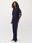 Donkerblauwe broek met bies livigno-m