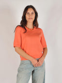 Oranje gebreide top carla-m