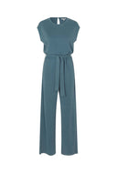 Zeegroene jumpsuit met ceintuur