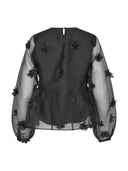Zwarte blouse met bloemen hasel-m