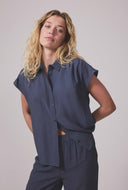 Blauwe viscosemix blouse nickimd
