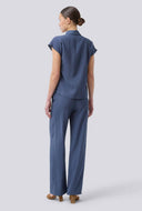 Blauwe viscosemix blouse nickimd