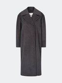 Donkerblauwe wollen trenchcoat cyllemd