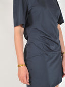 Donkerblauwe midi jurk brazilmd
