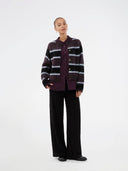 Donkerpaars gestreepte cardigan rafaelmd