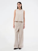 Lichtbeige linnen pantalon galemd