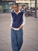 Donkerblauw gilet almine thora knit vest