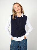 Donkerblauw gilet almine thora knit vest