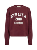 Bordeaux sweater met varsity print mmnima