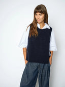 Donkerblauwe wolmix spencer mmthora