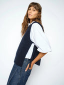Donkerblauwe wolmix spencer mmthora