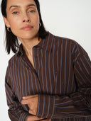 Donkerbruin gestreepte blouse mmdanika