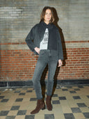 Korte grijze wollen jas maria loisa wool jacket