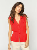 Rood gebreid gilet mmherbi