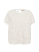 Ecru faux fur top brim