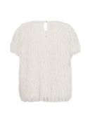 Ecru faux fur top brim
