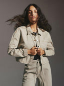 Zandkleurige denim blouse lio