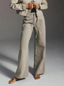 Zandkleurige wide leg jeans Lio