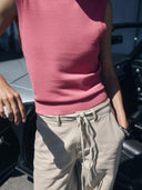 Zandkleurige wide leg jeans Lio