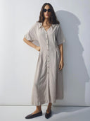 Linnenmix midi jurk viana ginia