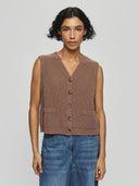 Bruin ribgebreid gilet riani amaria