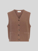 Bruin ribgebreid gilet riani amaria