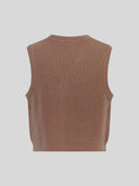 Bruin ribgebreid gilet riani amaria