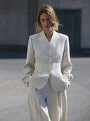 Creme getailleerde blazer esteriane
