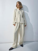 Creme pantalon met barrel fit esteriane