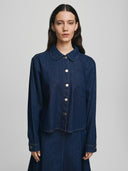 Donkerblauwe denim blouse adna alena