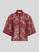 Rode blouse met kant lettiche