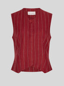 Rood linnen gilet claritte