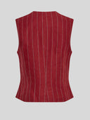 Rood linnen gilet claritte
