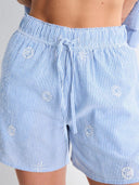 Blauwe short met borduursel wabean