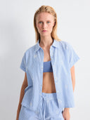 Blauwe blouse met borduursel wabean